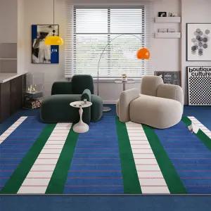 포인트 블루 거실 40x200cm 대형 러그 단모 카페트 스트라이프 A타입