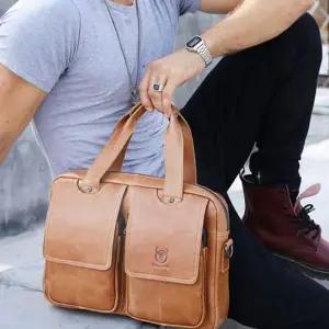 [하프클럽/]042 트렌드 올 불캡틴 천연 소가죽 서류가방 크로스백