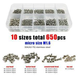 650피스 304 스테인레스 블랙 합금강 알렌 육각형 소켓 헤드 캡 버튼 플랫 카운터 싱크 나사 볼트 마이크로