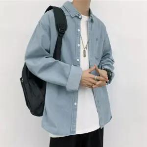 남녀공용 클래식 청 남방 루즈핏 데님 긴팔 셔츠