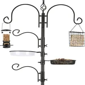 에리틀리 새 모이통 스테이션 키트 극 야생 걸이 플랜터 새를 유인하기 위해 금속 수트 목욕과 함께 매달린