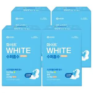 화이트 수퍼흡수 흡수 빠른 순한 맥시 슬림 생리대 날개형 중형 32개입 4개