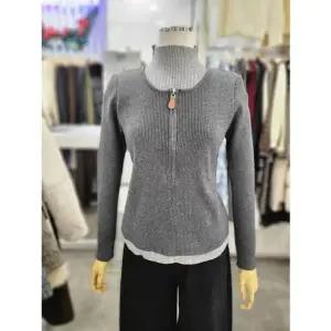 밸리걸 세이브존01 반집업 레이어드 반목 골지 긴팔 니트 616390