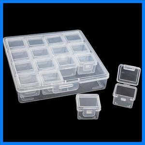 비즈 보석 및 공예 용품용 투명 플라스틱 보관 상자 세트 16개 - 개별 뚜껑이 있는 휴대용 쌓을 수 있는 정
