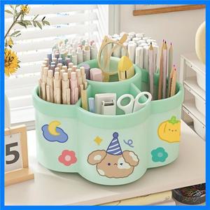 회전 펜 홀더 책상 주최자 대용량 펜 보관 상자 화장품 브러쉬 조직 상자 연구 기숙사 액세서리