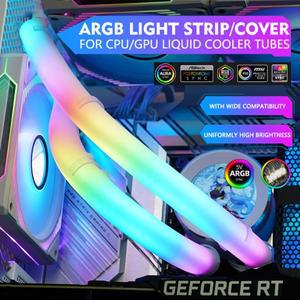 JUMPEAK 유연한 5V ARGB LED 네온 튜브 라이트 스트립 커버 슬리브 게임용 PC AIO 120 240 360 CPU 물  쿨