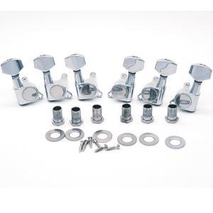 [미국배송] 하프페어스 6피스 3L3R 기타 튜너 페그 작은 사각 밀폐 튜닝 페그 머신 헤드 어쿠스틱 또는 일렉트릭 기타(크롬)용