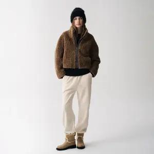 하이넥 집업 인조퍼 자켓_PD5WM457