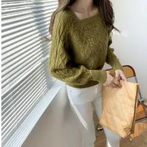 여성 스퀘어넥 벌룬 케이블 크롭 니트티 꽈배기 니트 (KYR-WDDC913)