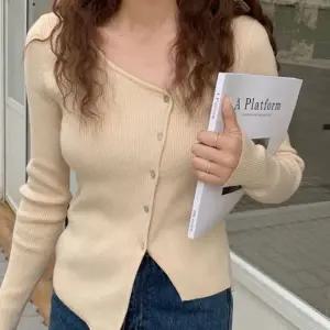 데일리 꾸안꾸 스타일 브이넥 골지 언발 니트 5컬러 (KYR-WFGVX1B)