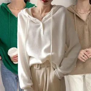 여성 봄 가을 간절기 긴팔 여자 후드 니트 티 (KYR-WFFW2BU)