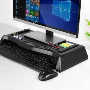 모니터받침대 블랙 컴퓨터 거치대 듀얼 선반 키보드 모니터스탠드