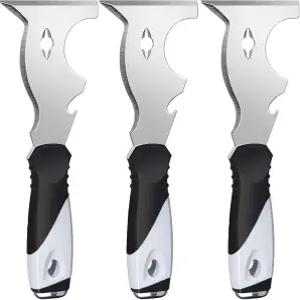 미스터 루이 페인트 스크래퍼 3팩 다용도 도구 퍼티 나이프 10 in 1 페인팅용 망치 끝이 있는 금속 테이핑