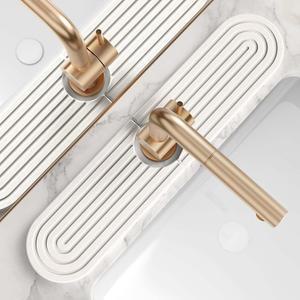 에르모에 규조류 싱크대 스플래시 가드 - 드라이니트 주방 수도꼭지 매트, 싱크대용 즉석 건식 물 흡수 돌 트레이, 욕실 카운터용 내구성 보호대 [라이트 그레이, 17.7인치 x 3.9인치]