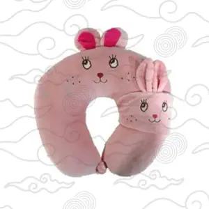 토끼 목베개 여행용 쿠션 핑크 동물 캐릭터 목받침 차량 휴식 베개