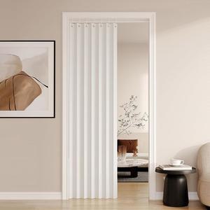 자기 잠금 기능이 있는 합고블리 100% 암막 주름 도어 커튼, 현관용 아코디언 스타일 접이식 보이지 않는 적용 가능한 침실, 옷장, 방 칸막이, 타이백이 패널 1개, 후크