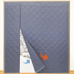 겨울용 리버서블 와이드 마그네틱 단열 도어 커튼, 두꺼운 폴리에스터 섬유 충전재 및 헤비 듀티 옥스포드 천, 프렌치 슬라이딩 도어용 임시 창문 커버 74 u201Dx81, 그레이