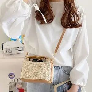 미니 라탄 크로스백 토트백 귀여운 여성 외출 가방