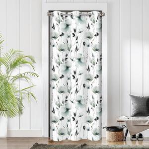현관문용 회색 녹색 꽃무늬 문 커튼, 옷장 또는 방 칸막이용 추상 수채화 식물성 암막 그로밋 모던 프라이버시 도어 34인치 W x 80인치