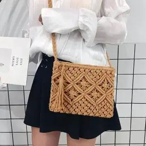 얇은 사각백 예쁜 짜임 그물가방 가벼운 외출가방