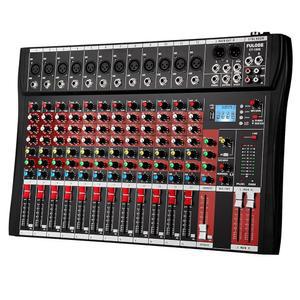 [미국배송] 스튜디오 노래방 라이브 공연을 위한 FULUODE 12 채널 믹서 오디오 콘솔 CT-120S 프로페셔널 뮤직 DJ 믹싱 보드 리버브 블루투스 MP3 플레이어 48V 팬텀 전원 공급 장치 USB 녹음기 포함
