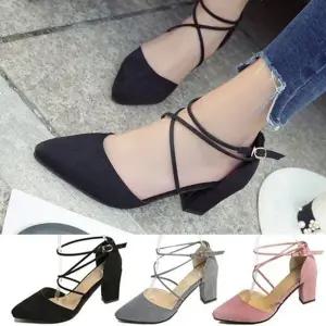 스트랩 통굽 구두 여성구두 펌프스 여자하이힐 8.0cm (WFJSOLT)