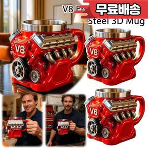 레트로 엔진 커피 머그컵  V8 장식 스테인리스 스틸 자동차 디자인 애호가용
