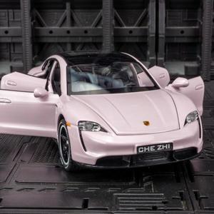 1:32 포르쉐 타이칸 합금 자동차 모델 장식품 음향 광학 풀백 어린이 장난감 문과 후드 트렁크를 열 수 있