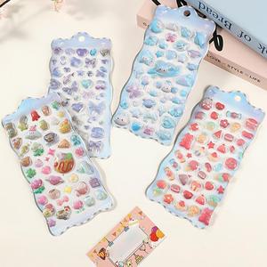 로바식 3D 만화 입체 스티커 곰 강아지 병아리 토끼 사탕 행성 빵 바다 크리스탈 젤리 패치 엠보싱 문구류