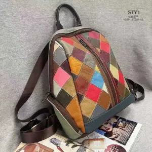 스타일STY1 컬러패치 천연소가죽 여성백팩 숄더백 가죽 직장인 학생 엄마 미니백팩 가방