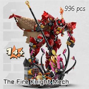 996개 리뉴얼 71846 불꽃 기사 메카 블록 캐릭터 모델 브릭 데스크탑 장식 크리스마스 장난감 선물