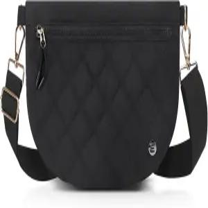 여성용 퀼트 크로스바디 백 - 여행 출퇴근 블랙 그리드를 위한 스타일리시한 퍼프 어깨 지갑 패니 팩 경량