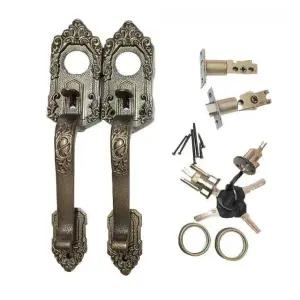 철문 대문손잡이 현관 별장 전원주택 양면 손잡이 철제 잠금 장식 구멍 없음 35-45mm