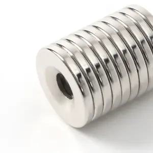 (몬스터킹) 네오디뮴 원형사라 자석 10개입(19x2.5mm) (홀12 6) 구멍 업소용 철물 공업 다용도 문구 공구