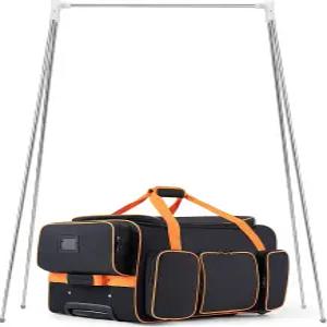 의류 선반 댄스백 여행용 23인치 댄스 의상 롤링 의류백 대회용 더플백 가방(오렌지 트림 검은색)