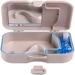 여행용 일일 틀니 관리를 위한 Orthdent 상자 케이스 목욕 용기 및 거울 가짜 치아 보관함 포함 브러시