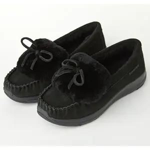 [롯데백화점]베어파우 [여성] CAROL 캐롤 4CM 소가죽 리본 방한 모카신 블랙 3999001QD-W