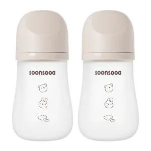 순수아 실리콘 코팅 유리젖병 노꼭지 240ml-2개