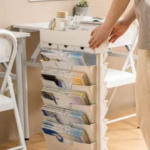 [하프클럽/]이동식 북카트 5단 책 트롤리 바퀴 달린 선반 북정리함 책꽂이