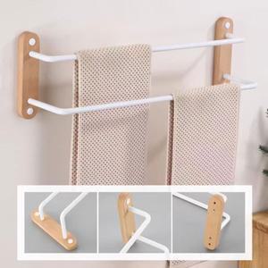 라포식 벽걸이형 알루미늄 수건걸이 흰색 선반 목재 레일 욕실 액세서리 30-50 cm