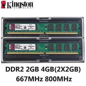 Kingston Memoria Ram DDR2 2GB 4GB(2X2GB) 키트 DIMM 메모리 RAM 컴퓨터 데스크탑 667MHz 800Mhz PC2-5300