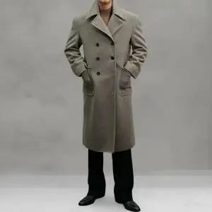 남성 울 시즌 베이직 오버랩 FW 더블포켓 롱코트