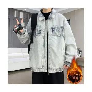 포뇨2 남성 데님 코트 가을 겨울 기모 후드 점퍼 학생 상의 OPH4