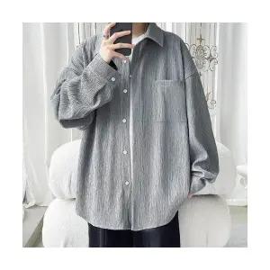 록쉬블몰 남성 솔리드 셔츠 긴팔 가을 빅사이즈 칼라 HO3