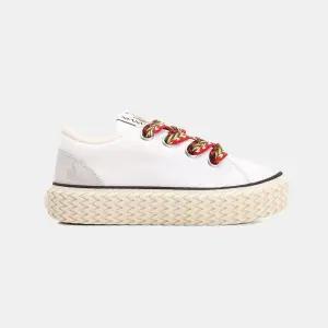 (여성) 22FW 코튼 캔버스 커비 화이트 스니커즈 FW SKIK01 CAN 00