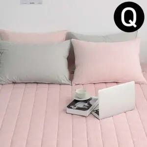 40수 순면 누빔 매트리스커버 퀸 Q (핑크베이지) 매트커버 매트리스커버 침대커버 침대매트 퀸매트커버