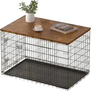 48 42 36 30 24 인치 개 케이지 상자 커버 케넬 토퍼(상자 제외)용 피스켓 나무 조리대 (러스틱 브라운