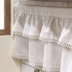 레이스 끝단 이중프릴 바란스 커텐 주방창문 미니커튼 미니바란스