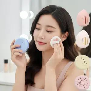 혀누닷컴 휴대용 실리콘 퍼프 케이스 에어 쿠션 퍼프 보관함 물방울 원형 미니 퍼프통