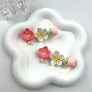 [골드스마일]헤어핀 핑크 피치플라워 헤어소품 벚꽃 봄 여행 집게